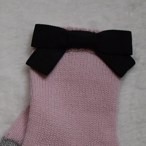 Kate Spade NY O/S Pink Bow Tech Knit Winter Gloves Mittens Grosgrain Wool Blend - Picture 3 of 8